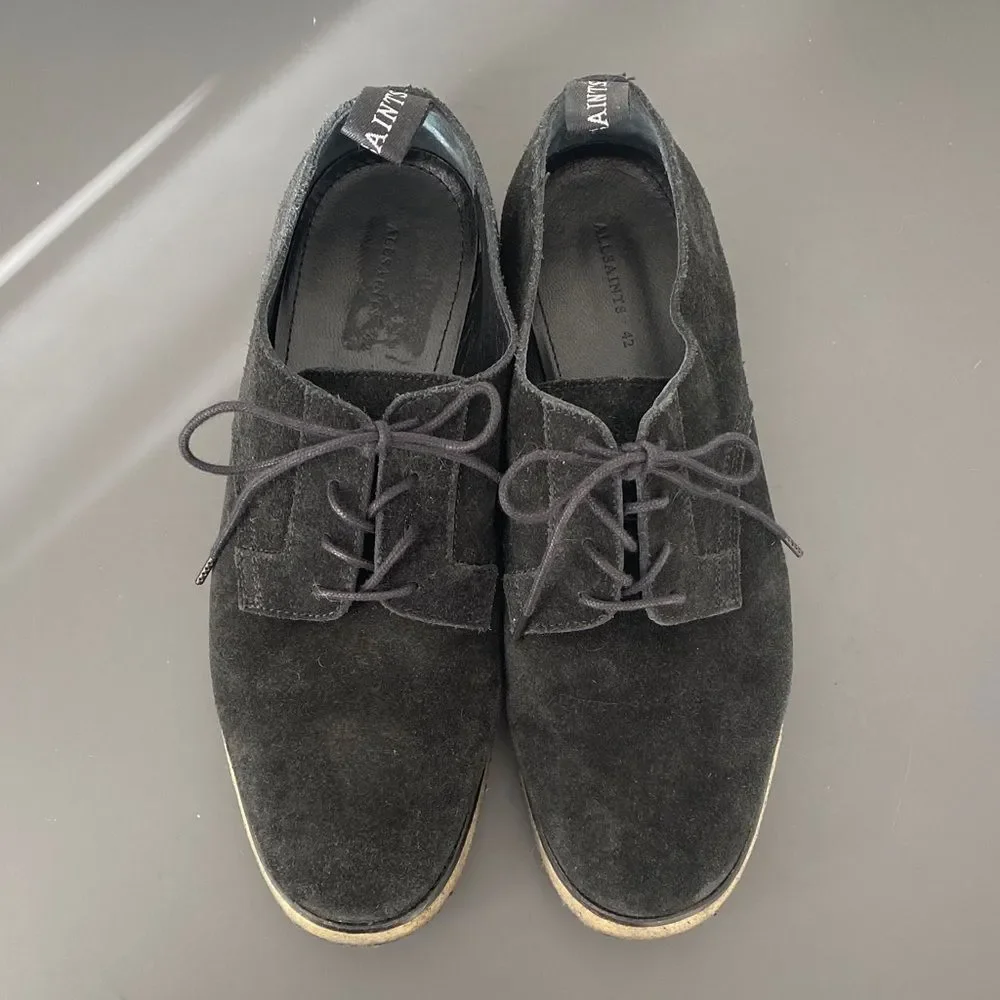 All Saints Black Suede Men's Lace-Up Dress Shoes Sz 42 US 9